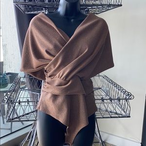 Rose gold criss cross off the shoulder bodysuit